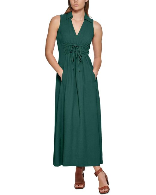 Calvin Klein Green Collar Long Maxi Dress