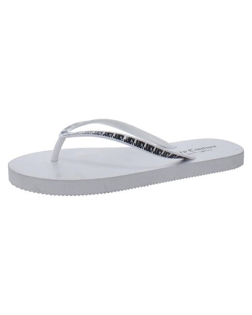 Juicy Couture White Savor Slip On Flat Thong Sandals