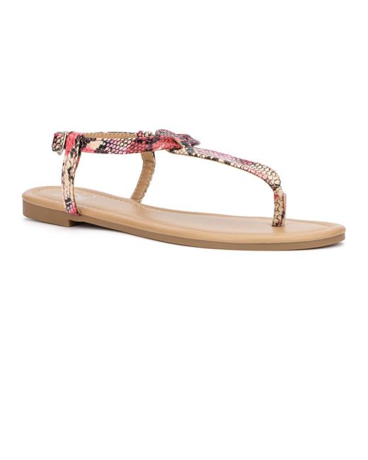 New York & Company Multicolor Faux Leather T-strap Sandals