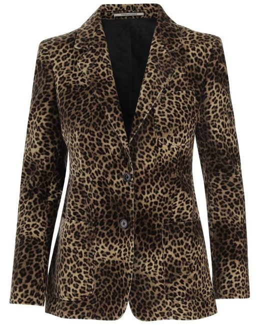 Tagliatore Black Cupro Jacket With Leopadrata Pattern