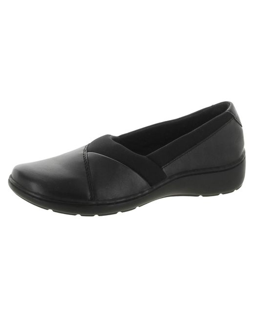 Clarks Black Cora Charm Leather Slip-on Loafers