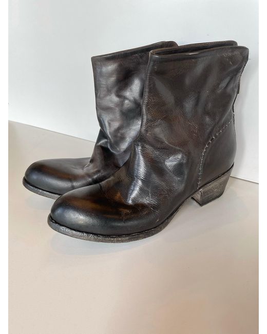 shotof Black Todi Slouchy Washed Leather Ankle Boot