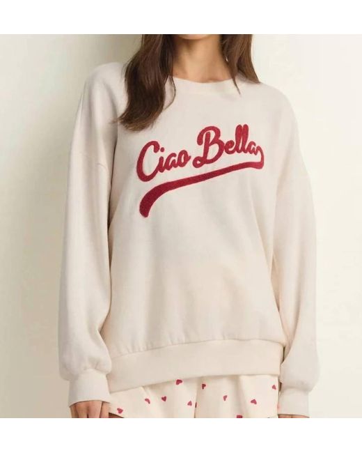 Z Supply Natural Ciao Bella Sweatshirt In White