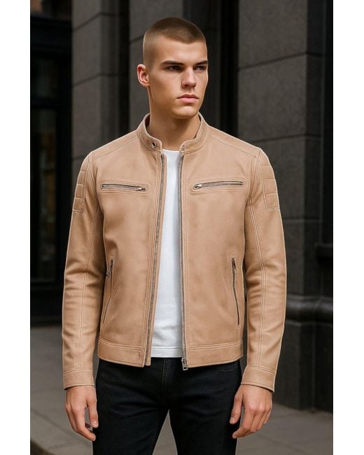 Infinity Leather Black Modern Classic Leather Quilted Biker Jacket for men