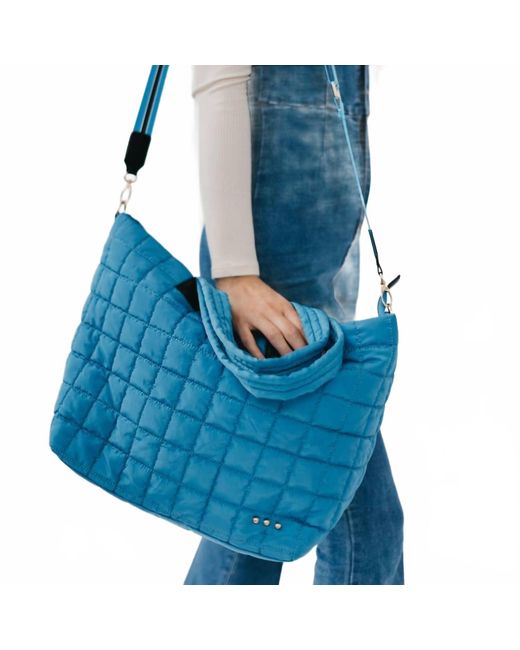 Pretty Simple Blue Day Dreamer Quilted Crossbody Tote Bag