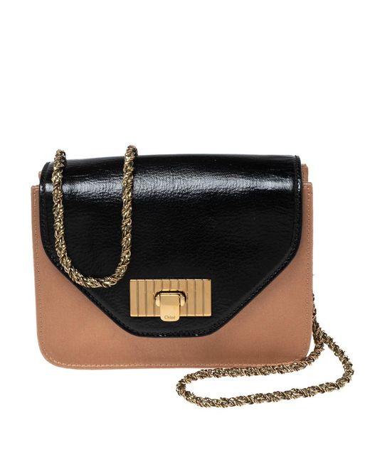 Chloé Black Leather And Satin Mini Sally Shoulder Bag