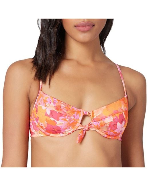 LSPACE Red L*Space Into The Top Tropics Rose Knotted Swimwear Jdm1119