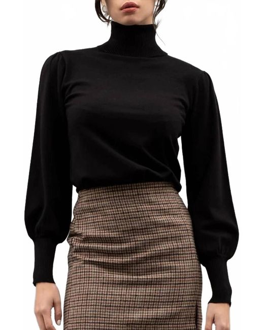 Blu Pepper Black Solid High Turtle Neck Long Sleeve Knit Top