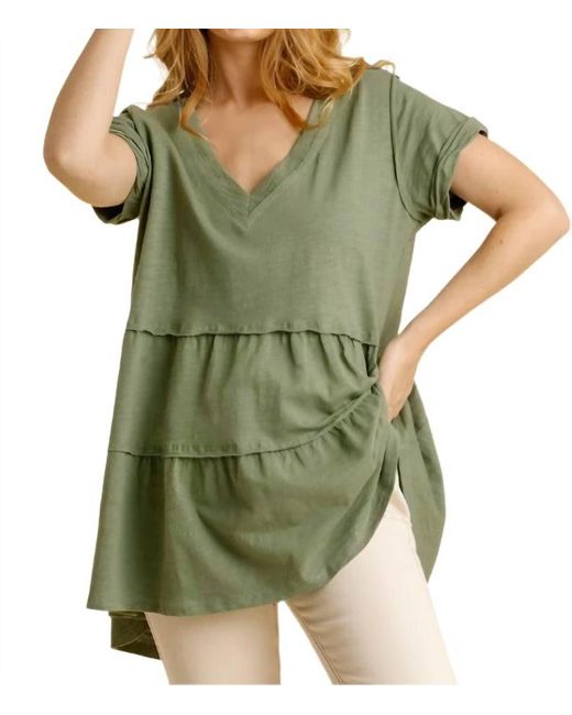 Umgee Green Tiered Ruffle Tunic