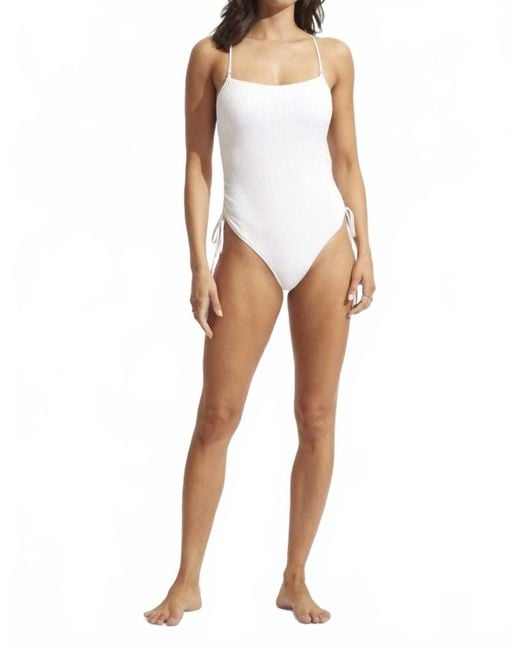 Seafolly White Drawstring Side One Piece
