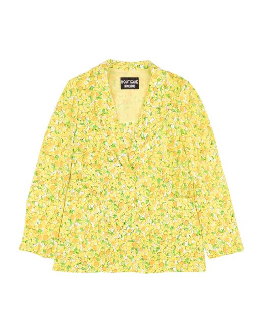 Boutique Moschino Yellow Nwt Lemon Print Silk Blazer Jacket