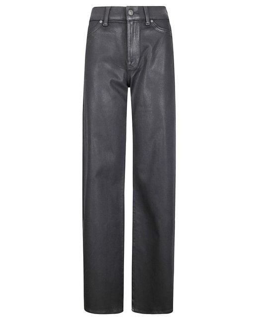 7 For All Mankind Gray High-Waisted Straight-Leg Pants With Elasticized Structure