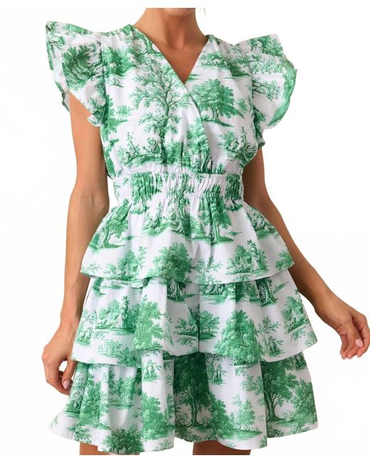 slim fit dress slacks Bridget Eden Green Toile Cotton Ruffle Mini Dress M / Green main image 0
