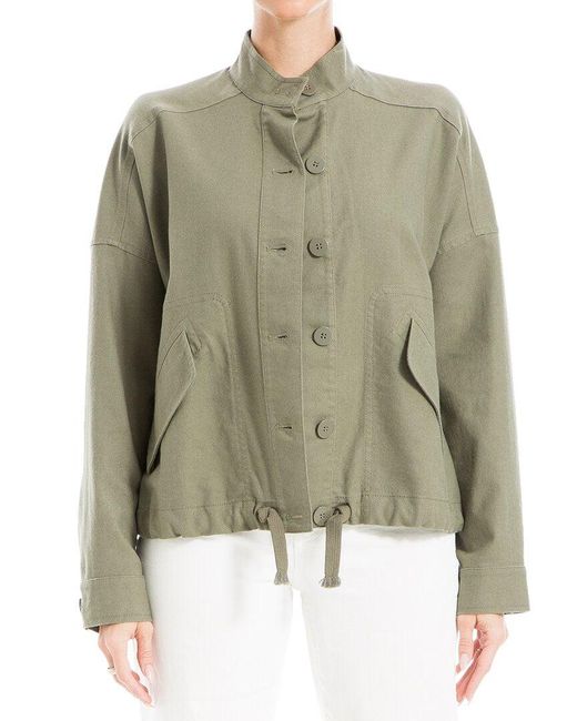 Max Studio Green Linen-blend Short Jacket