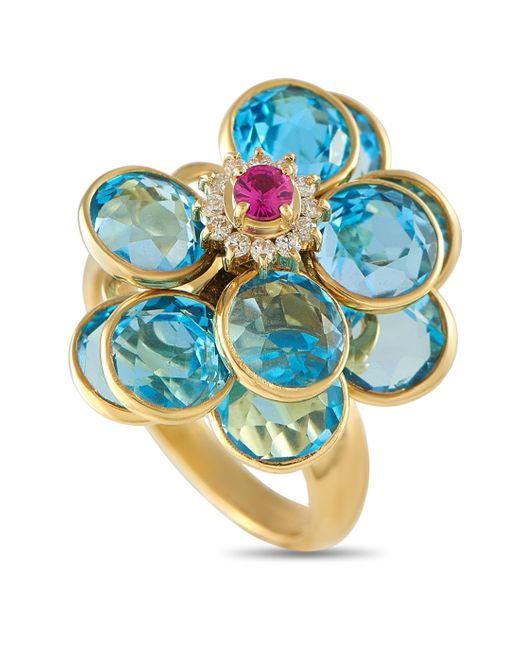 LB Exclusive Blue 18K Diamond, Topaz, And Ruby Ring Mf41-061625