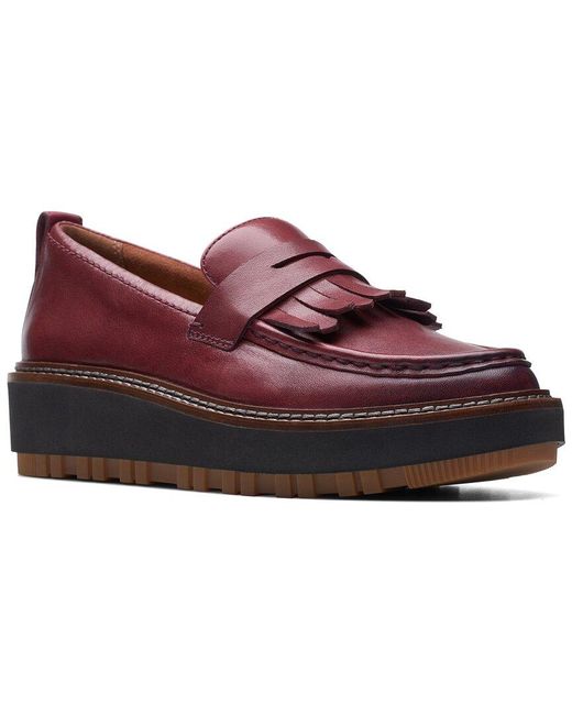 Clarks Red Oriannawloafer Leather Flat