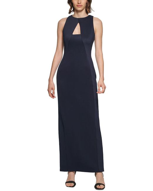 Calvin Klein Blue Scuba Sleeveless Evening Dress
