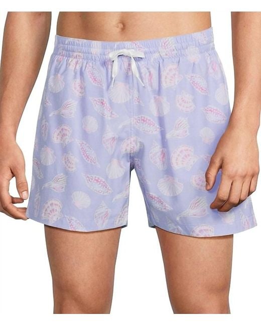 Chubbies Blue The Shell Yeahs Swim Trunks for men