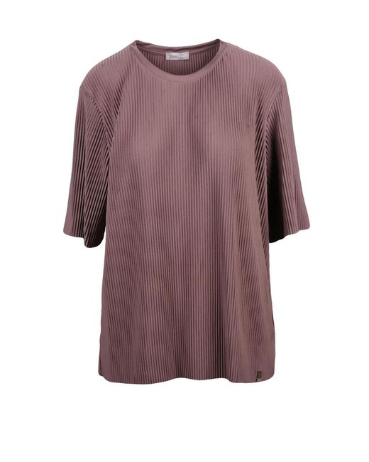Herno Resort Purple Textured Pleated Polyester Blouse