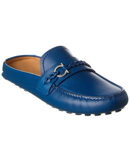 Ferragamo Blue Grand Leather Loafer for men