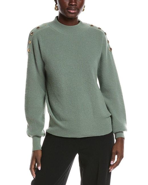 Tahari Green The Colleen Cashmere Sweater