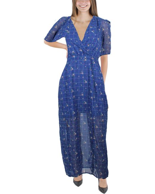 French Connection Blue Floral Print Tea-length Maxi Dress