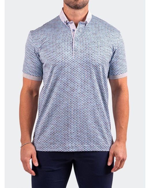 Maceoo Blue Polo Collarcubic for men