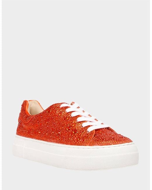 Betsey Johnson Sidny Rhinestone Platform Sneakers I in Orange (Red) | Lyst