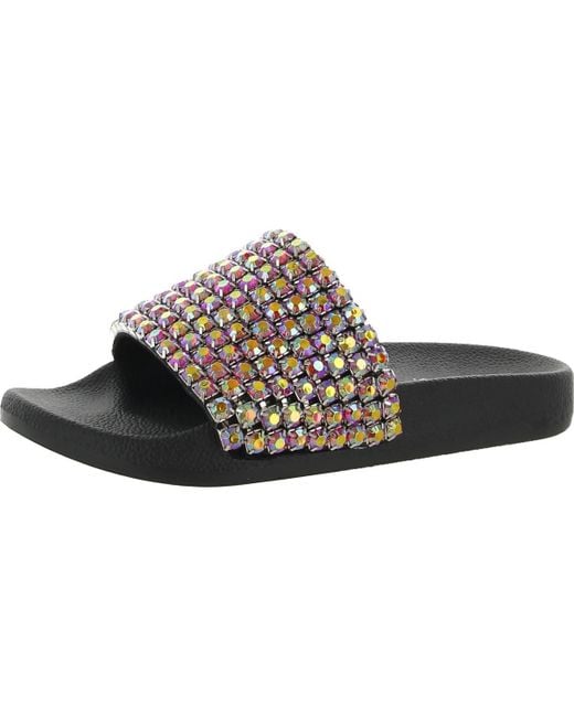 INC Gray Peymin 74 Embellished Slip On Slide Sandals