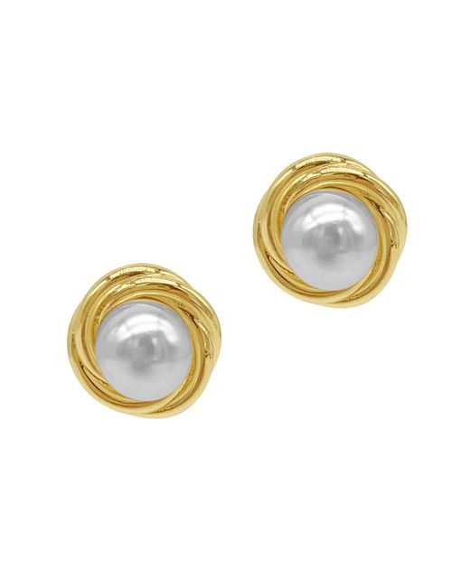 Adornia Metallic 14k Gold Plated Pearl Framed Earrings