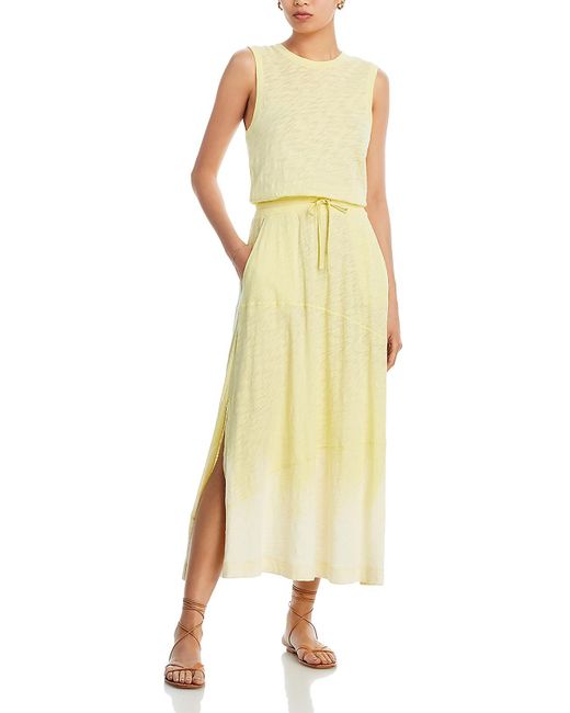 ATM Yellow Cotton Tiered Maxi Dress