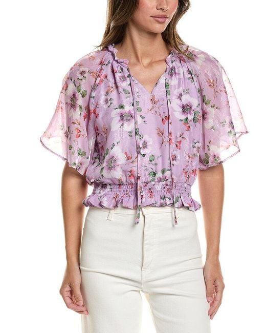 Cece Red Ruffle Raglan Top