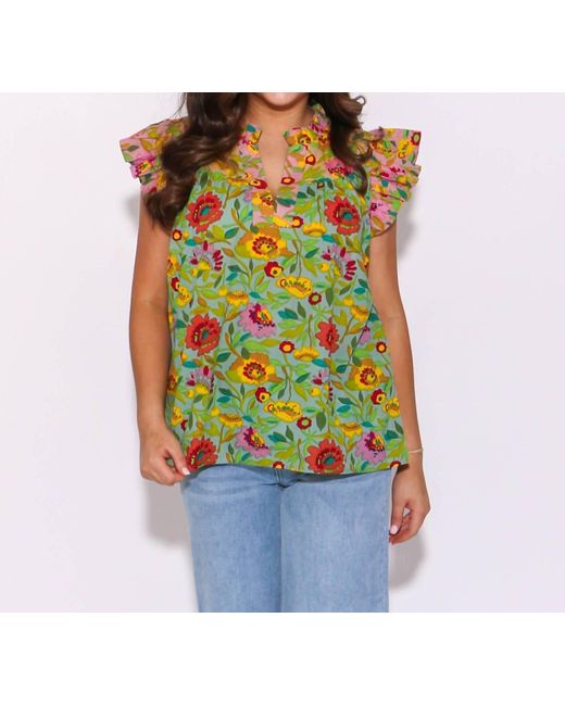 Ivy Jane Green Triple Print Top