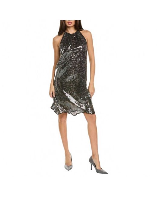 Kobi Halperin Black Maya Asymmetrical Sequin Cocktail Dress
