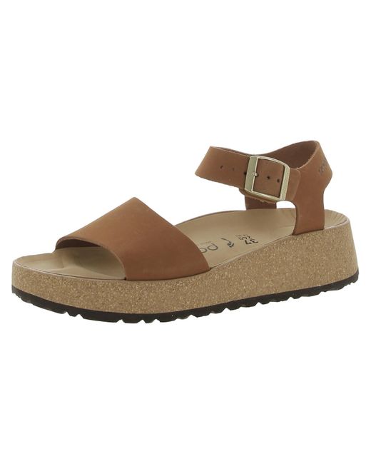 Papillio Brown Glenda Leather Ankle Strap Platform Sandals