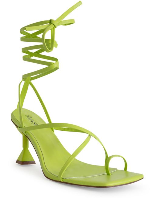 Smash Green Mona Faux Leather Ankle Strap Heels