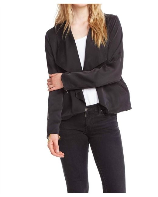 Chaser Brand Open Front Collarless Jacket W Zippers In True Black