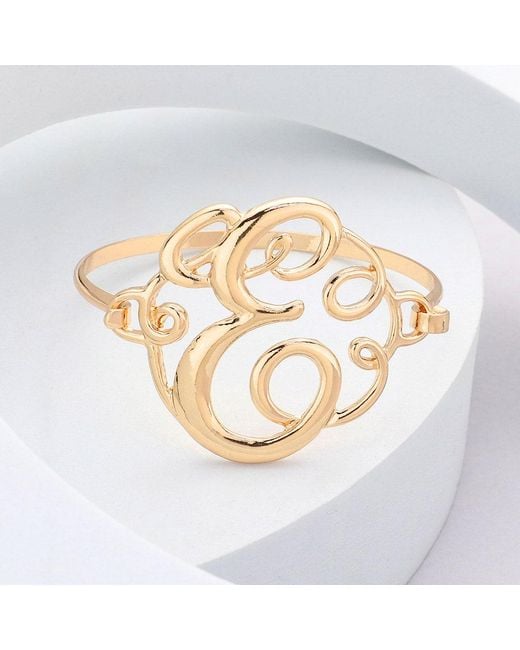 Fashnzfab Metallic E- Initial Monogram Curlicue Bracelet