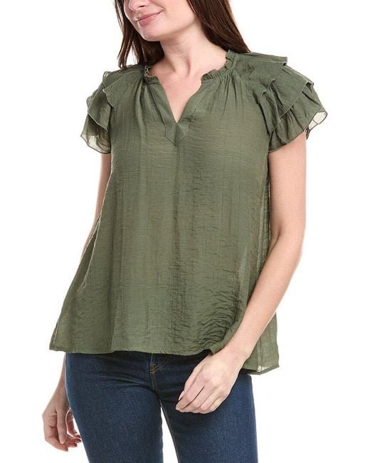 Nanette Lepore Women's Green Tiered Sleeve Top