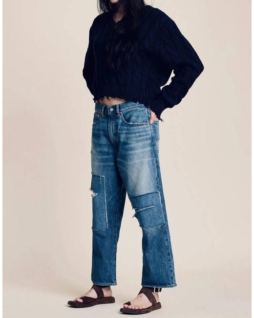 Denimist Blue V-Neck Cable Sweater