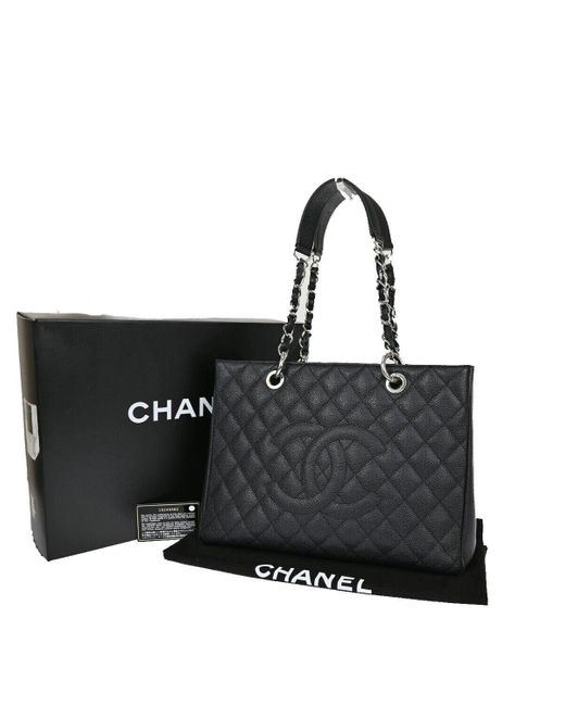 Chanel Black Gst (grand Shopping Tote) Pony-style Calfskin Tote Bag (pre-owned)