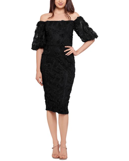 Xscape Lace Midi Cocktail And Party Dress in Black Lyst