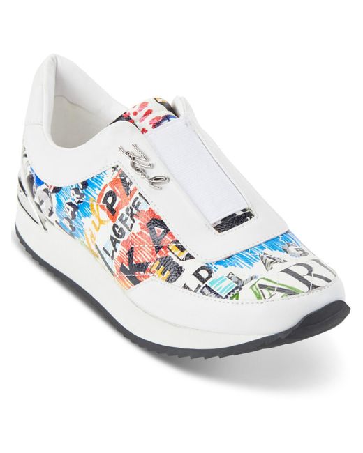 Karl Lagerfeld White Melody Leather Fashion Slip-on Sneakers
