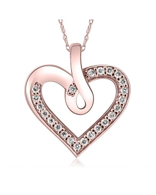Pompeii3 Metallic 1/4ct Diamond Curve Heart Shape Pendant Necklace