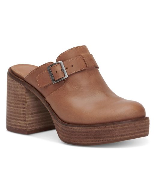 Lucky Brand Brown Odibell Leather Chunky Clogs