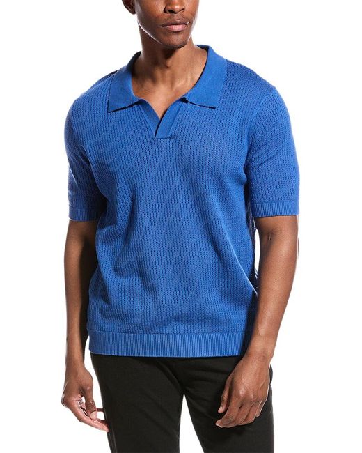 Truth Blue Open Knit Polo Sweater for men