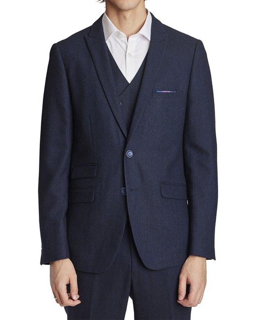 Paisley & Gray Blue Ashton Peak Slim Fit Wool-blend Jacket for men