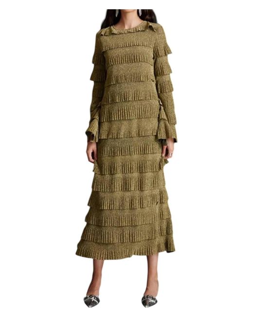 Ghospell Green Keily Fuffled Midi Dress