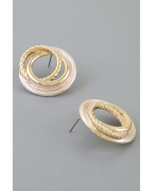 Fashnzfab Metallic Multi Twisted Loop Stud Earrings