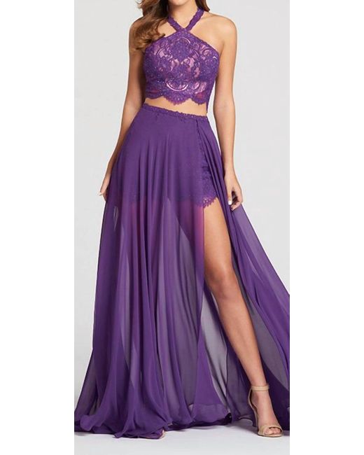 Ellie Wilde Purple Three-Piece Prom Dress